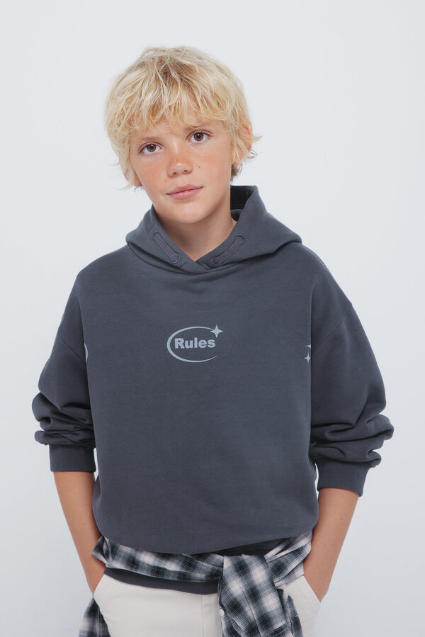 Springfield Kids Sweatshirt "Abrace a bagun&ccedil;a" para capuz cinzento