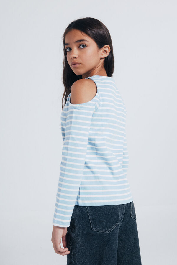 Springfield Kids Camiseta rib hombros descubiertos niña azul