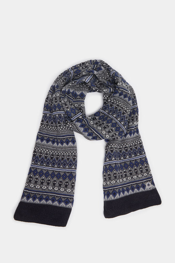 Springfield Blue jacquard scarf gray