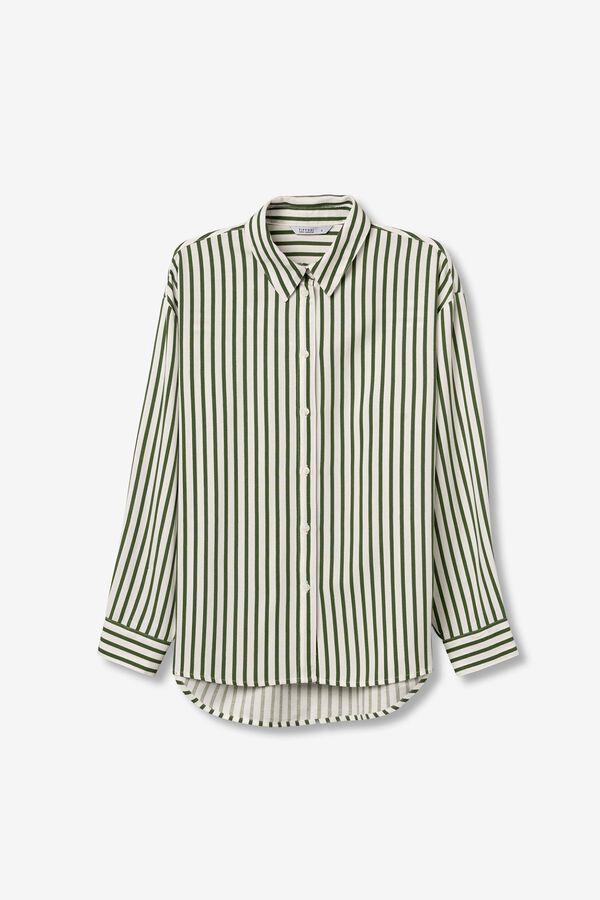 Tiffosi Relaxed long sleeve shirt in ecru green
