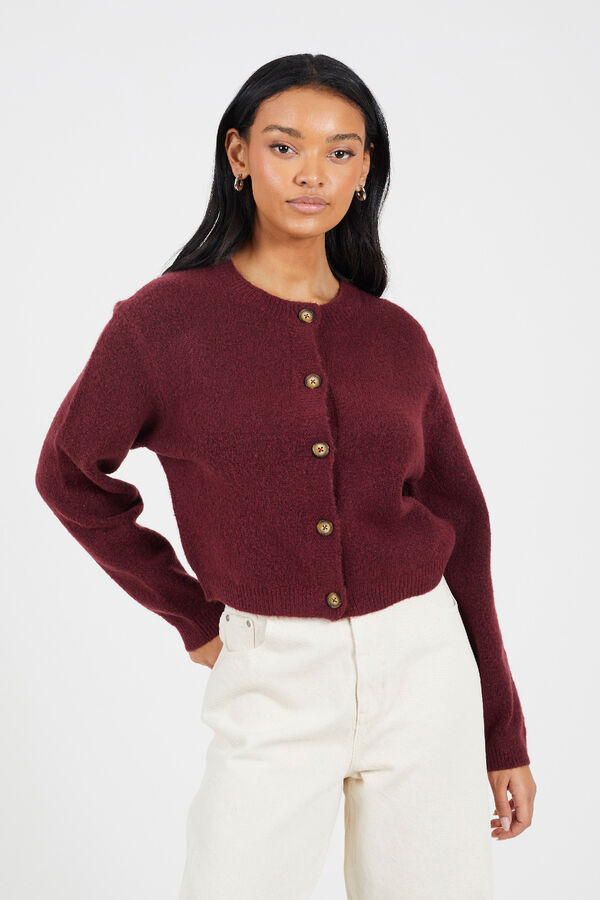 Brave Soul C&aacute;rdigan de punto con botones burdeos
