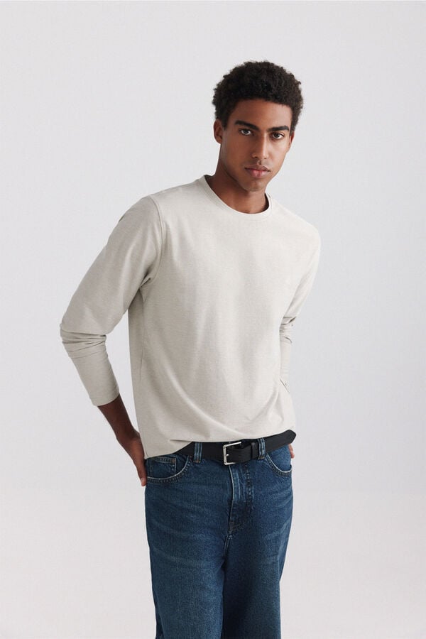 Springfield Piqu&eacute; oxford long sleeve T-shirt nude