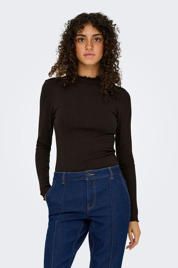 JDY Ribbed long sleeve T-shirt nude