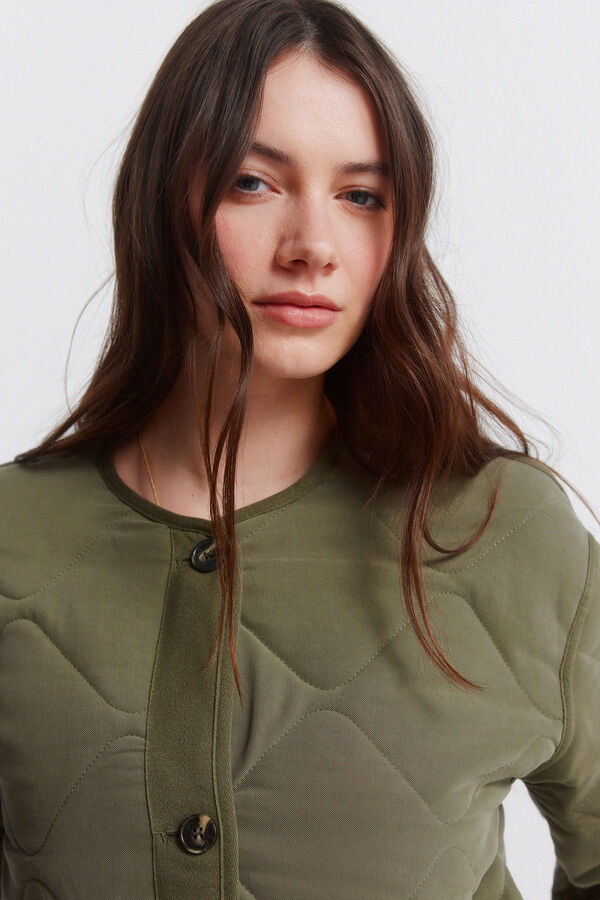 Springfield Green short puffer jacket beige