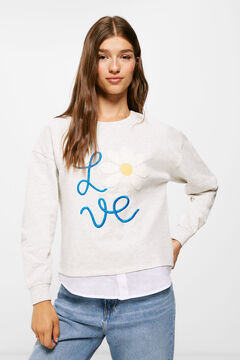 Springfield Sweatshirt „Love“ Margerite grau