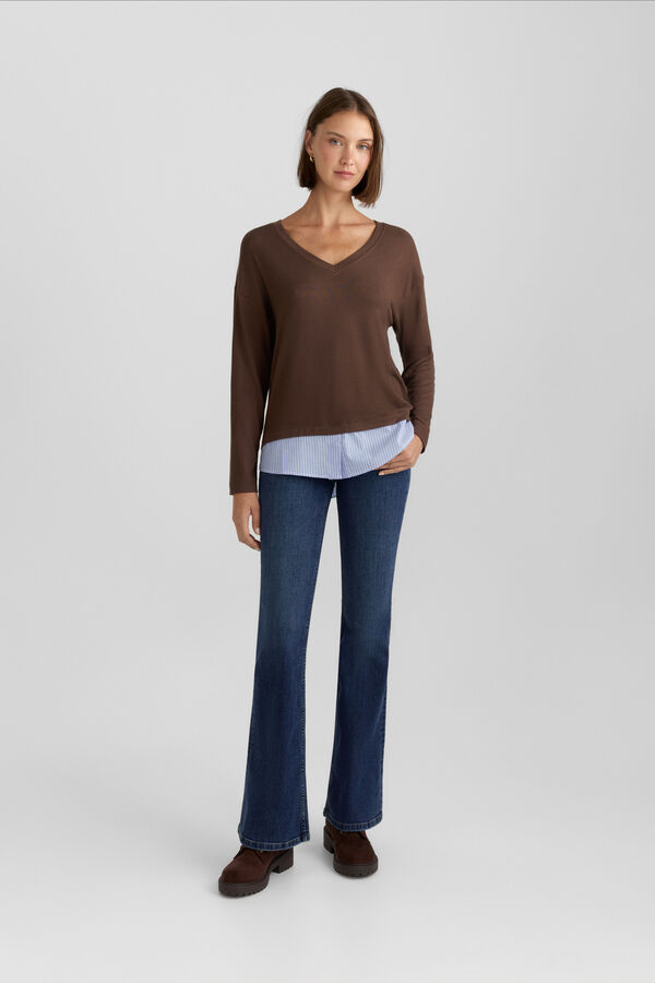 Springfield Two-tone basic T-shirt brown