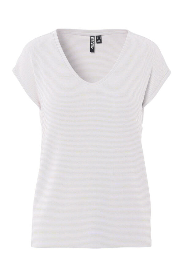 Pieces Lurex V T-shirt white