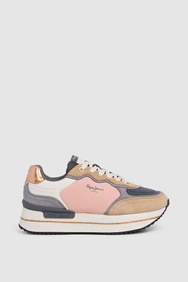 Pepe Jeans suede and glitter sneakers mink