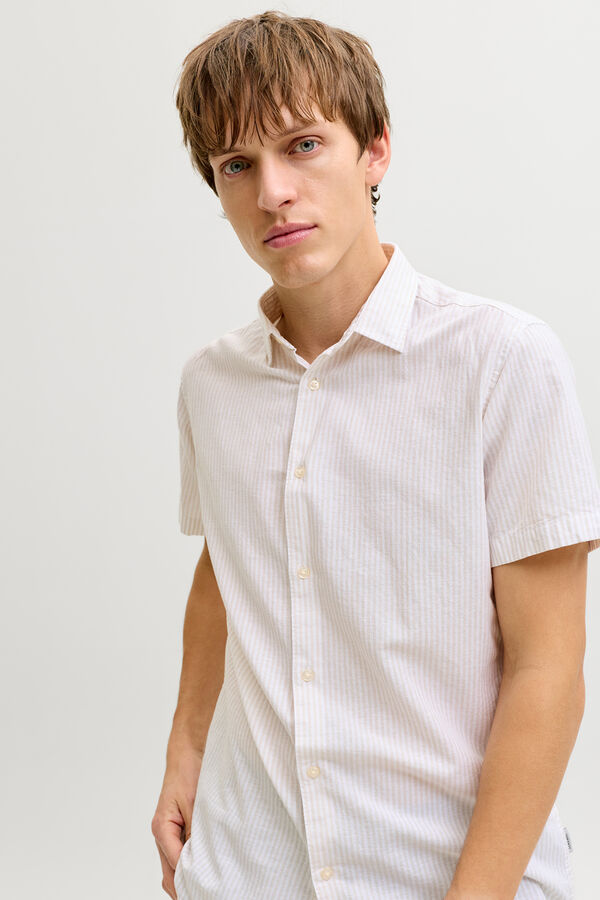 JJ REBEL Linen comfort fit shirt grey