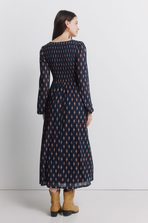 Springfield Ruffle neckline dress blue