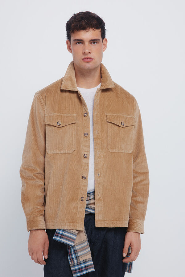 Springfield Sobrecamisa de veludo cotelê bege