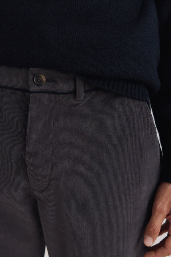 Springfield Pantalon chino en micropolaire slim fit gris