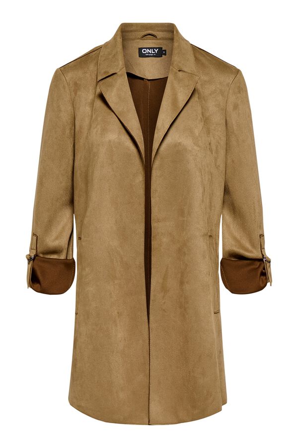 Only Midi faux suede coat nude