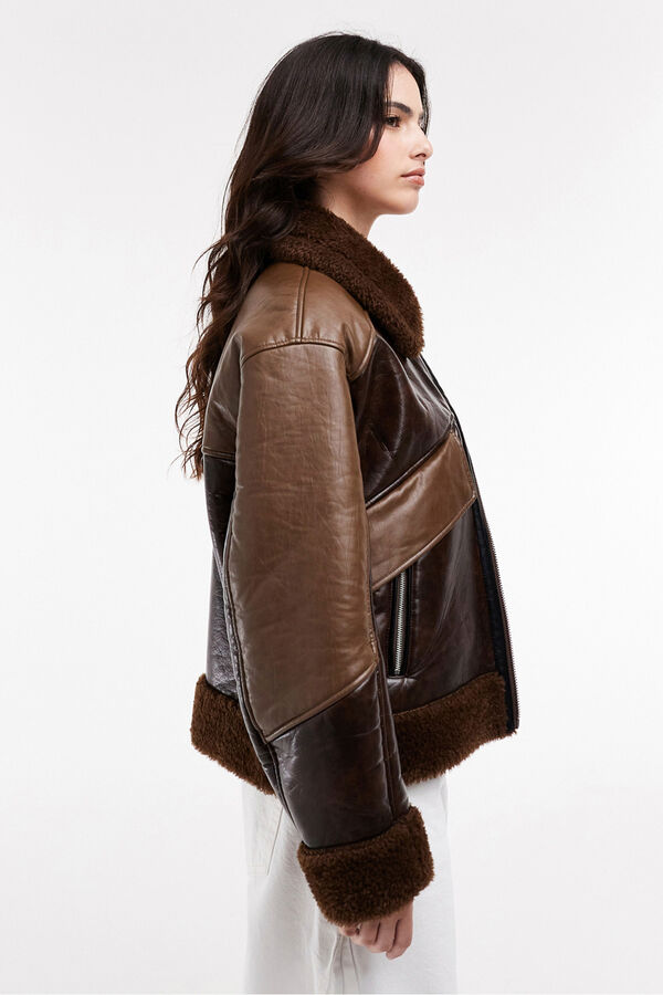 Topshop Faux leather-effect jacket nude