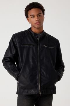 Springfield Quilted leather effect jacket black