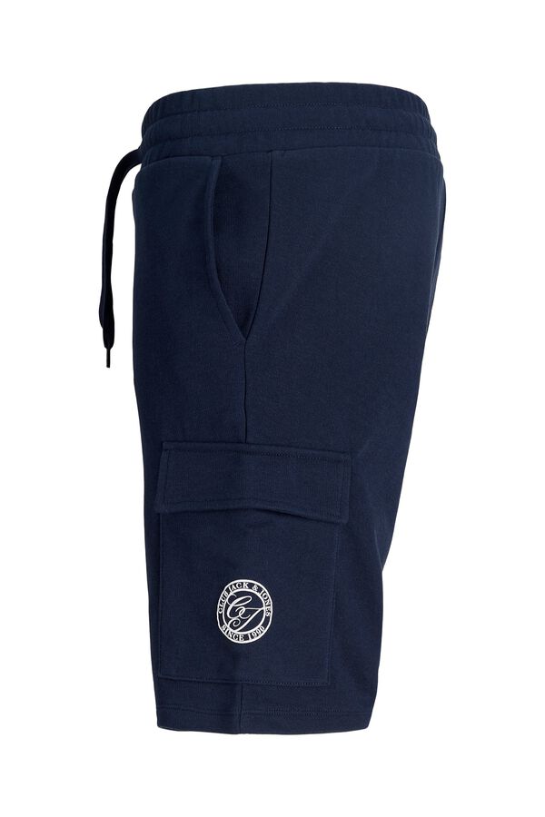 Jack & Jones Regular fit fleece cargo Bermuda shorts blue