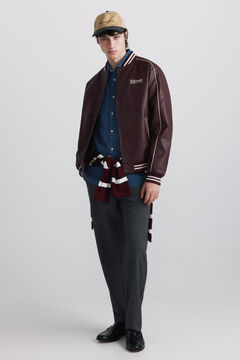 Springfield Faux leather varsity bomber