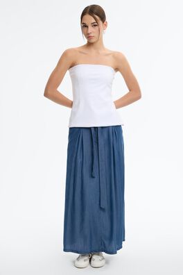 Falda midi efecto denim