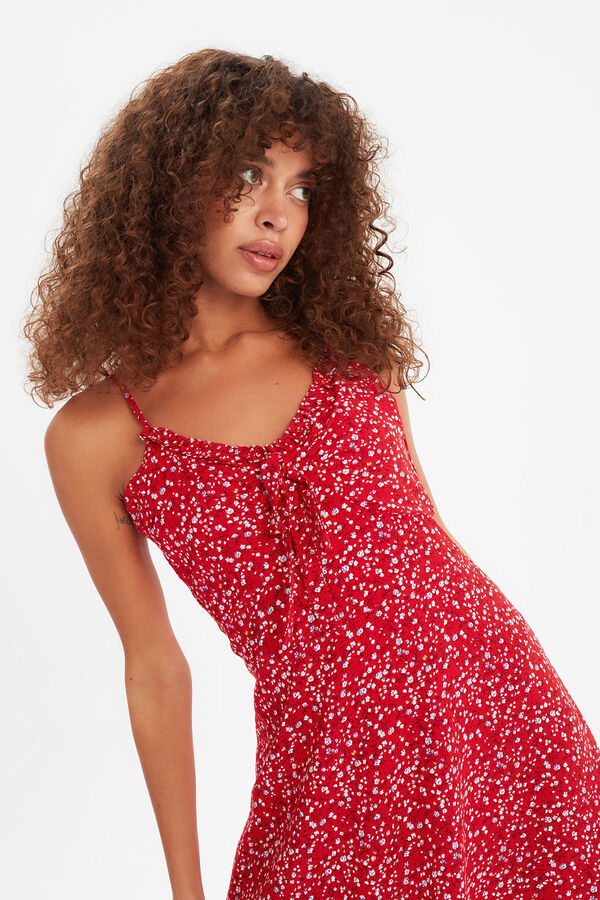 Trendyol Vestido corto de tirantes rojo