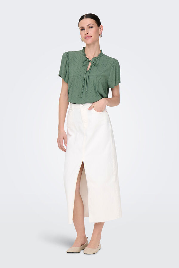 JDY Blusa manga corta plumeti verde