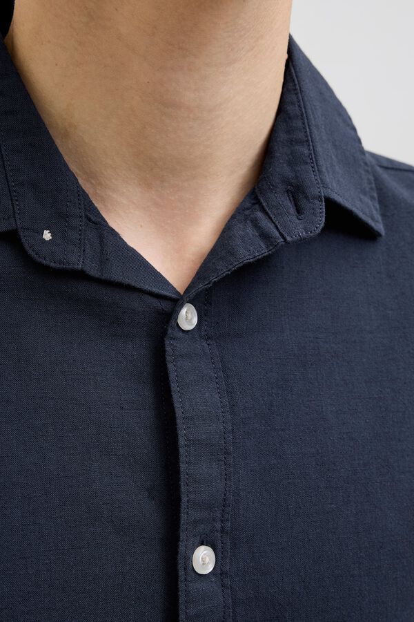 JJ REBEL Linen comfort fit shirt blue