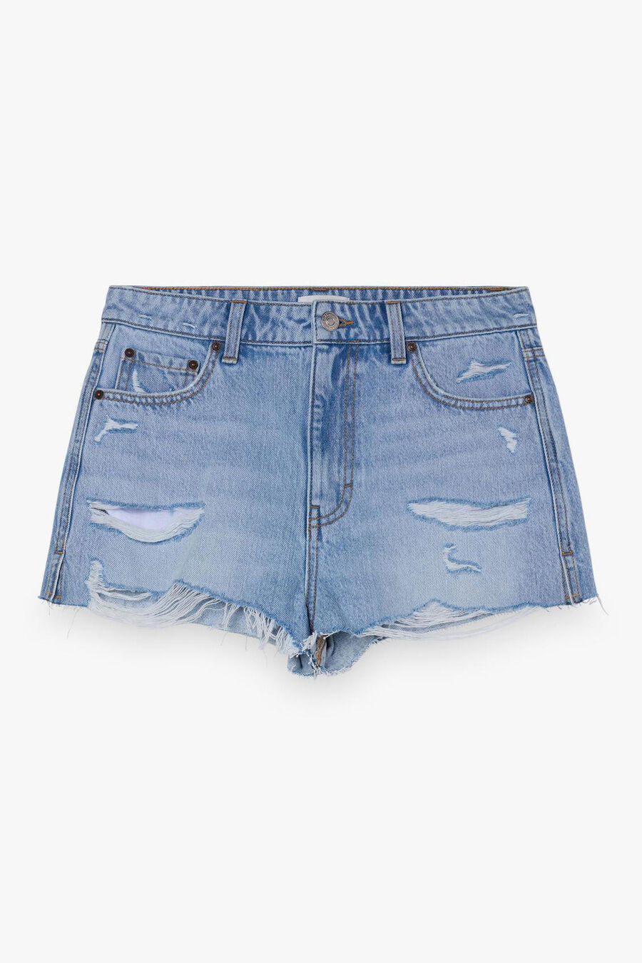 Pantalón corto desgastado denim