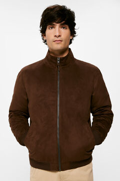 Springfield Suede effect quilted jacket brown