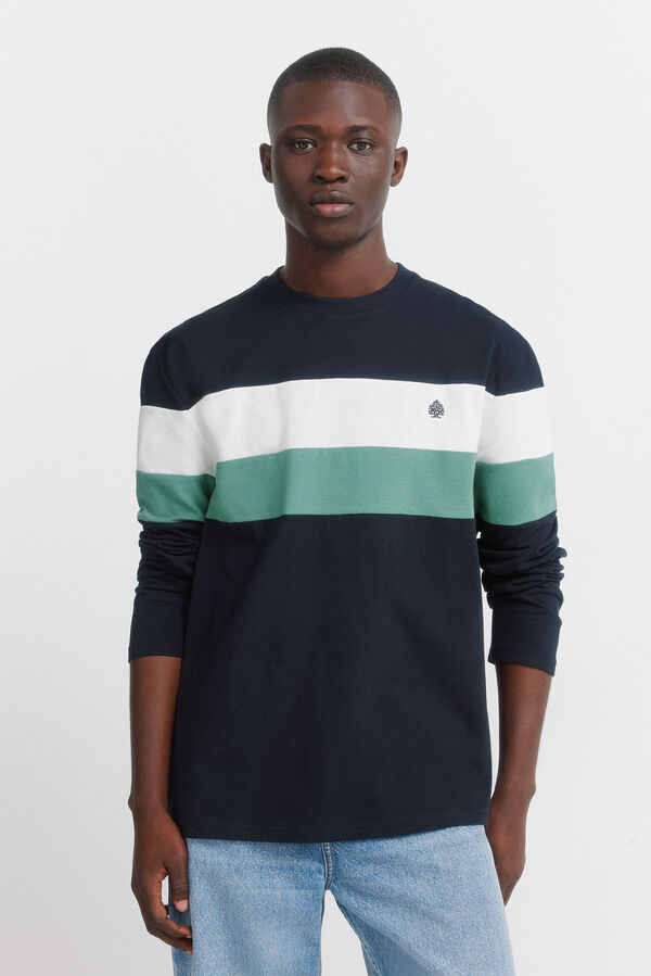 Springfield long sleeve piqu&eacute; T-shirt with cuts blue