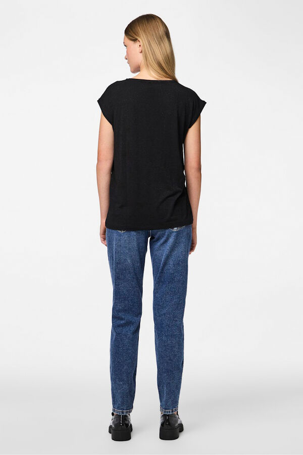 Pieces Lurex V T-shirt black