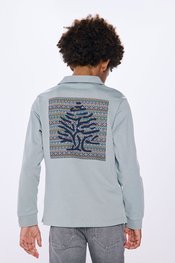 Springfield Boy's tree long sleeve polo blue