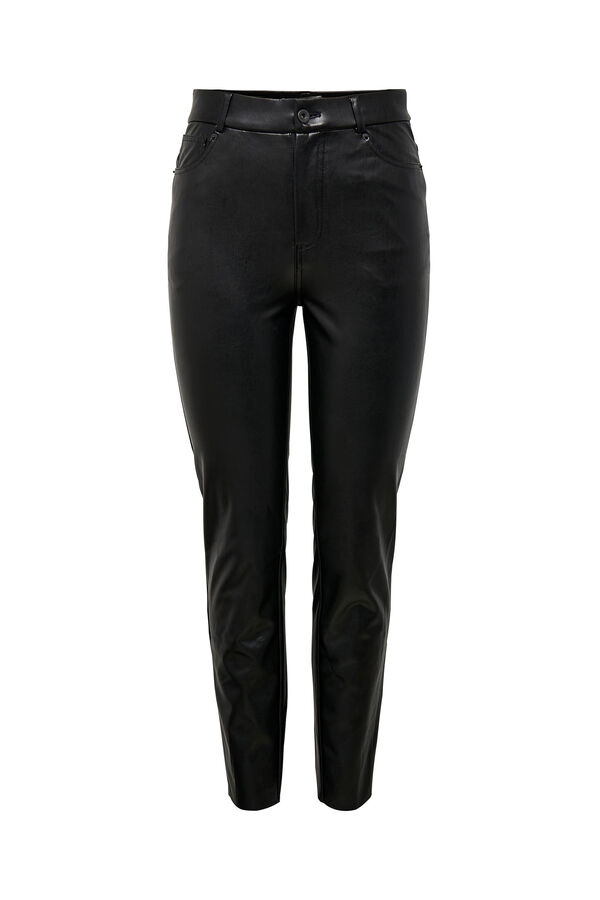 Springfield Faux leather high rise trousers black