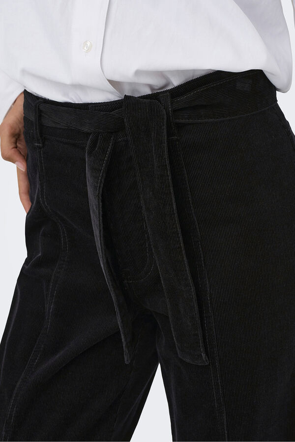 Only Wide leg corduroy trousers Crna