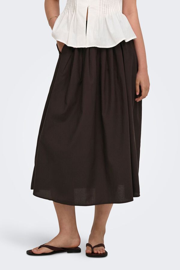 Only Pleated long skirt brown