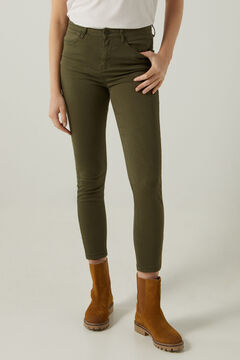 Springfield Slim fit cropped eco dye coloured trousers green
