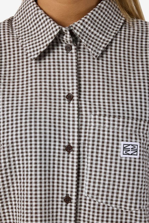 Noisy May Camisa oversize con mangas 2/4 marr&oacute;n