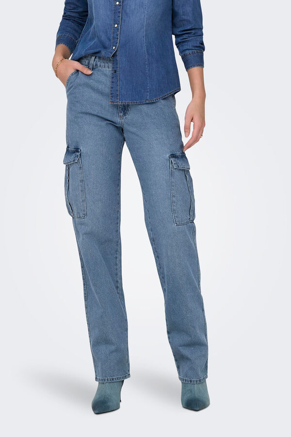 Springfield Jeans cargo corte alto bleu mix