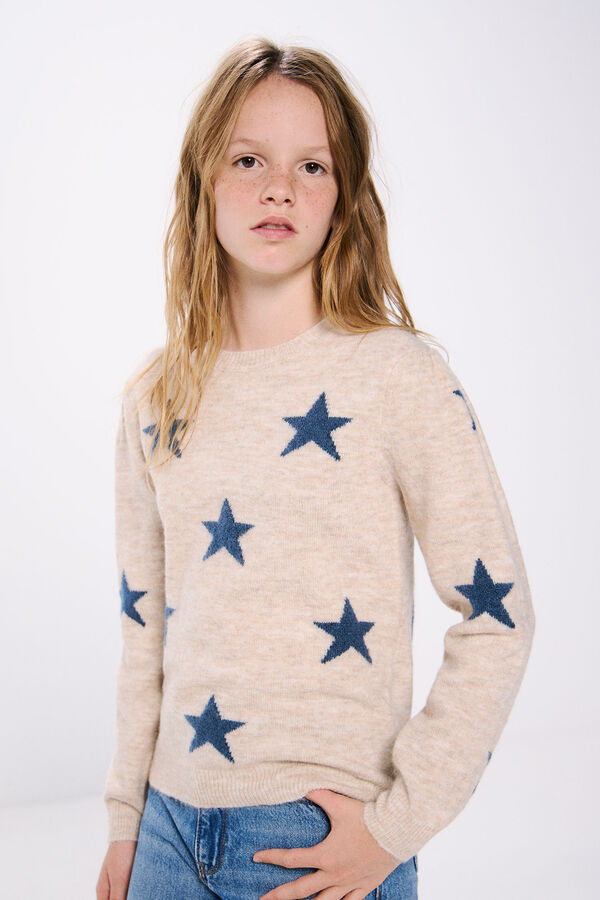 Springfield Suéter estrela de menina beige