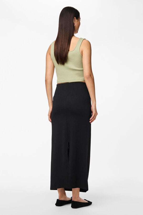 Pieces Women's midi skirt with elasticated waist black