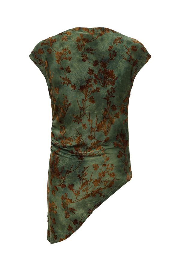 Only Top assim&eacute;trico estampado floral verde