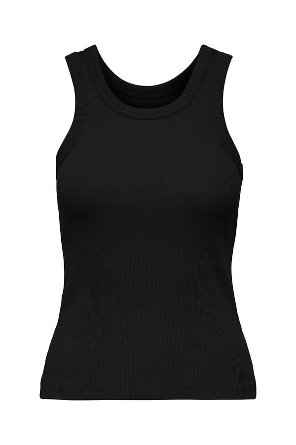 Only Sleeveless ribbed top black