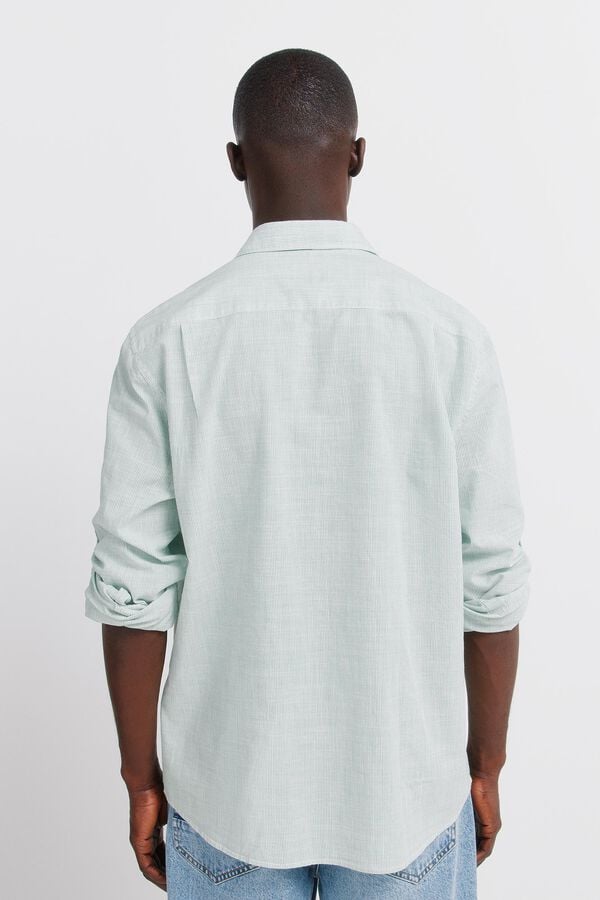 Springfield Lightweight micro striped shirt green