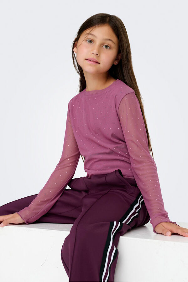 Only Girls Mesh top with sparkle detail rose