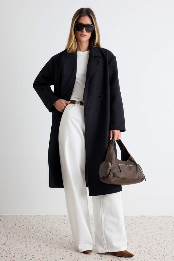 Trendyol Long oversized coat black