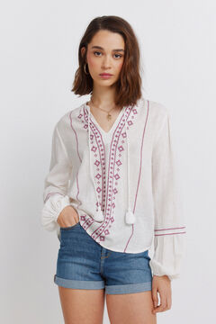 Springfield Long sleeve border print blouse