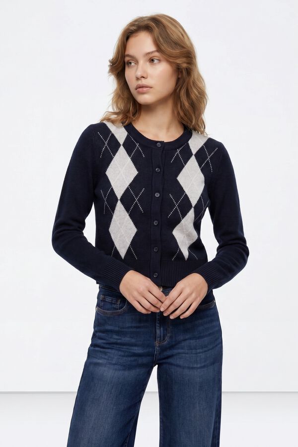 Tiffosi Round neck cardigan blue