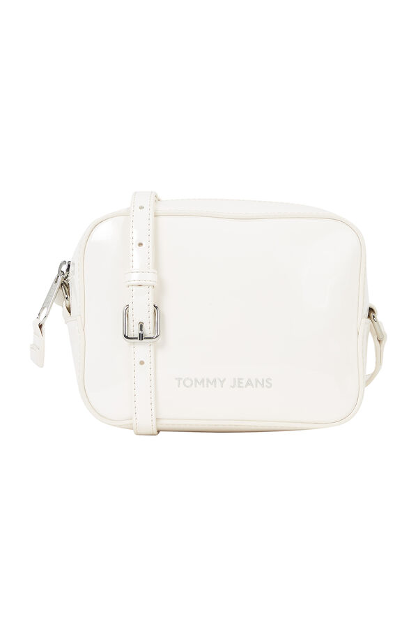 Springfield Women's Tommy Jeans patent bag with adjustable strap and zip white