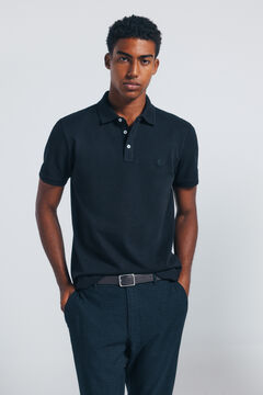 Springfield Slim fit piqu&eacute; polo shirt black