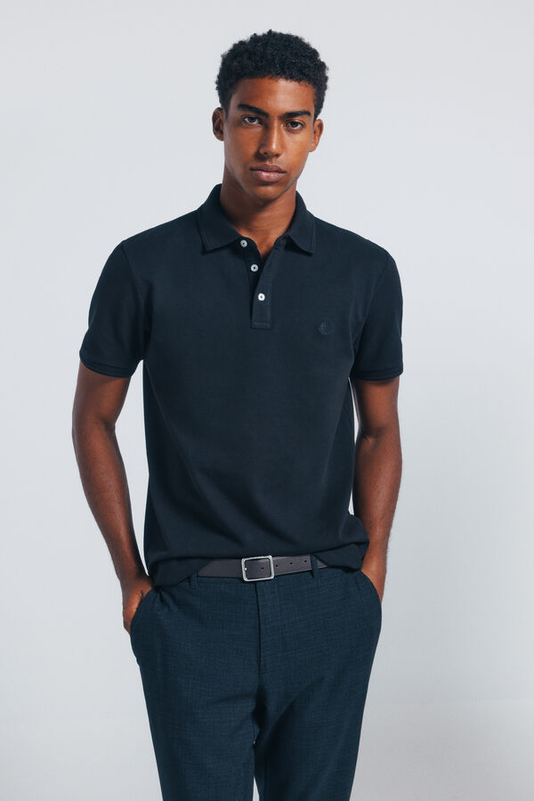 Springfield Slim fit piqué polo shirt black