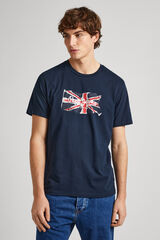 Springfield Regular Fit Union Jack Logo T-shirt tamno plava