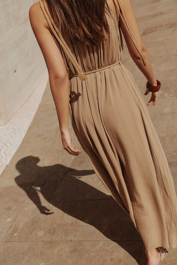 JDY Embroidered long dress nude